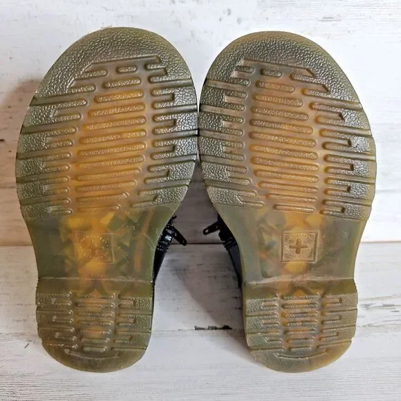 Dr. Martens 1460 T Black Lace Up Zip Patent Leather Combat Boots Toddler Size 8 - Picture 11 of 12